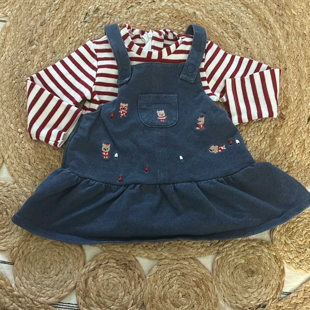 Mayoral Skirt Bodysuit embroidered bear. Size 12mo